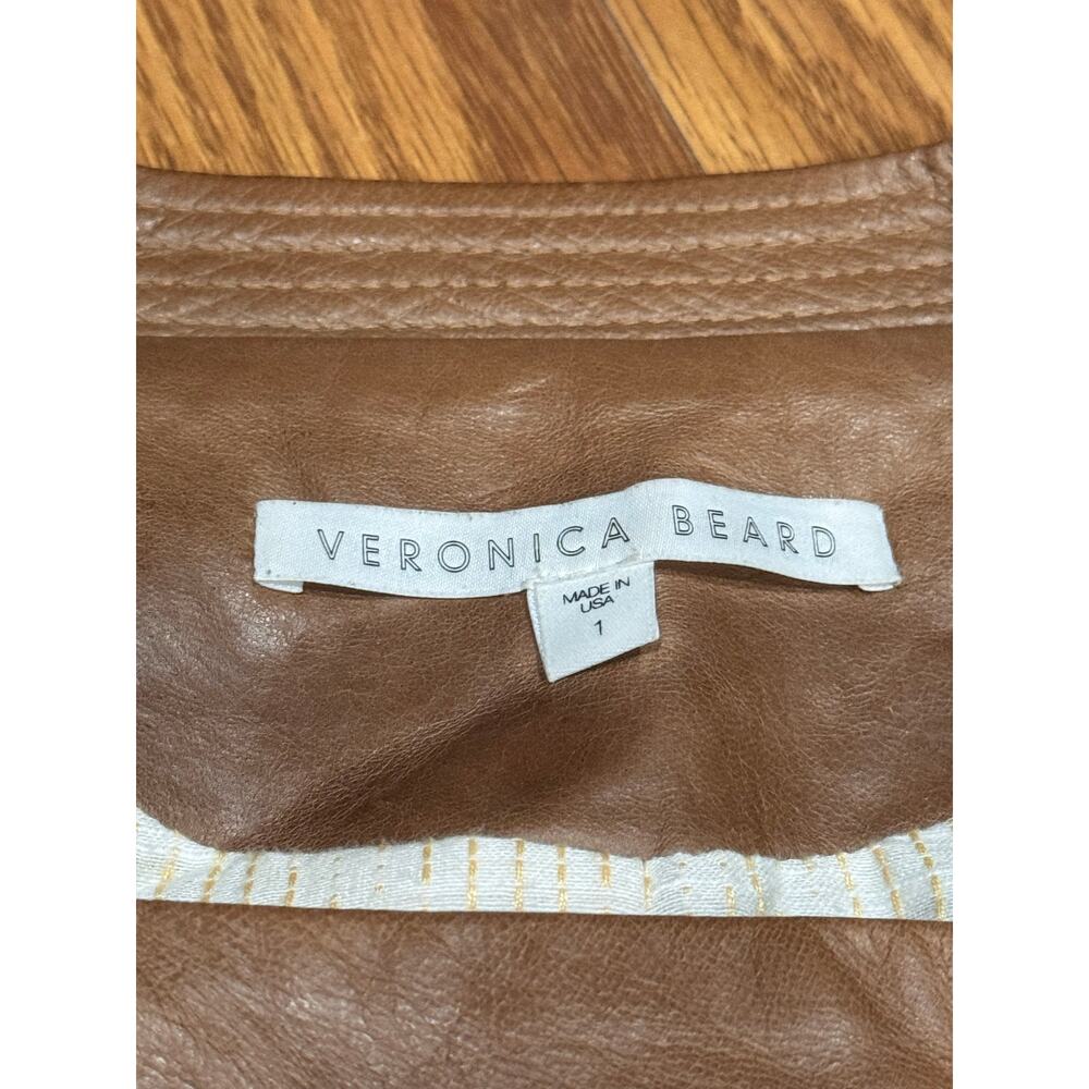 Veronica Beard Brown Leather Moto Jacket Biker Style Women’s Size XS - Picture 10 of 16